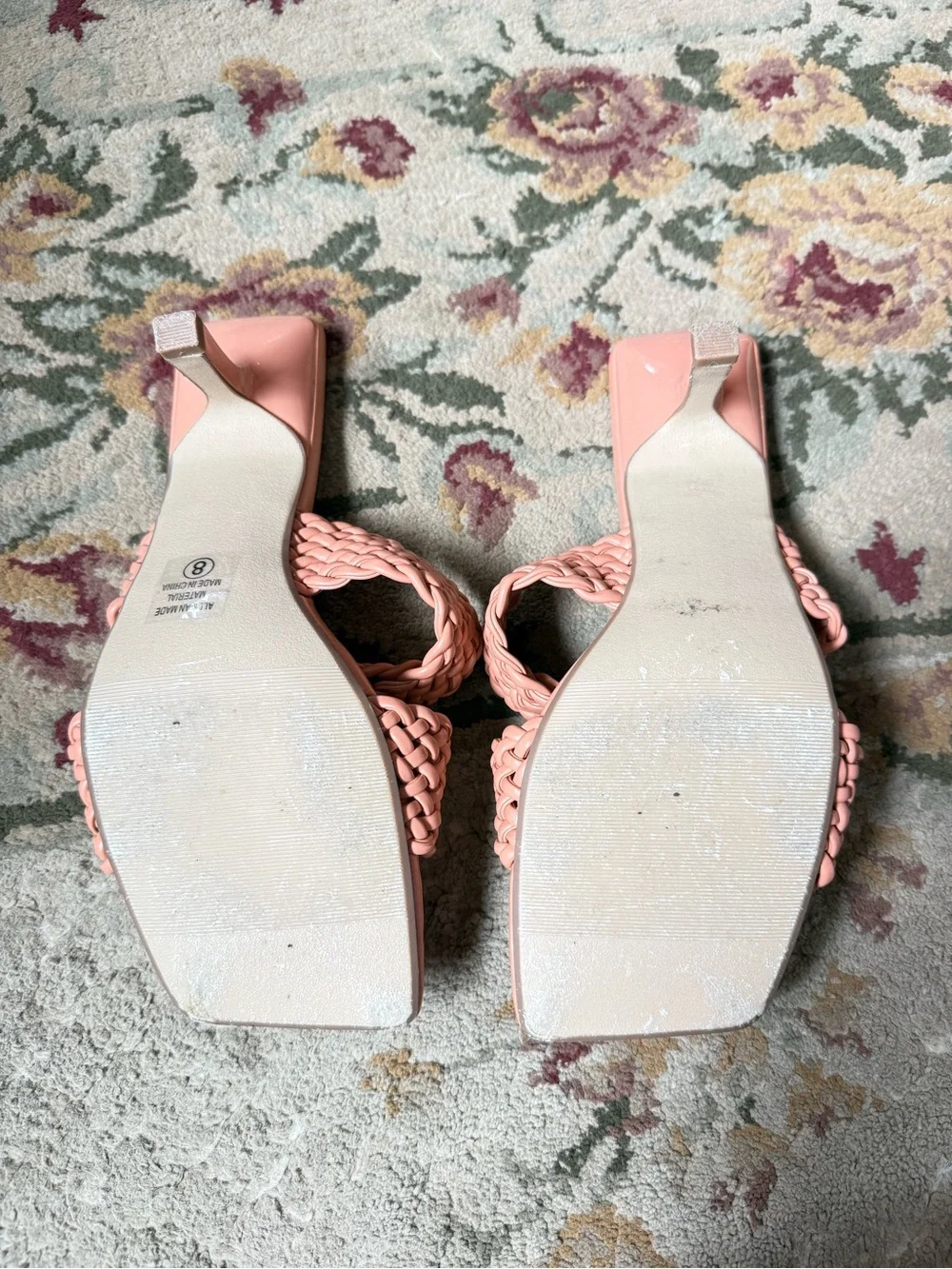 Delicious - Braided Double-Strap High Heel Mules - Peach - Women’s 8 - Picture 3 of 5